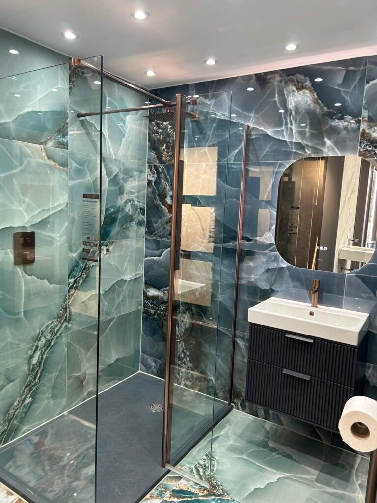 Completed bathroom featured in the EDVOLT portfolio